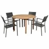 Amazonia Koningsdam 5 Piece Teak Round Patio Dining Set - White BG - Amazonia Koningsdam 5 Piece Teak Round Patio Dining Set - White BG