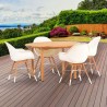 Amazonia Charlotte 5 Piece Teak Round Patio Dining Set - Lifestyle