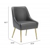 Maxine Dining Chair Gray & Gold-seat dimension