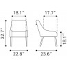 Maxine Dining Chair Green & Gold-dimension