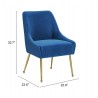 Maxine Dining Chair Navy Blue & Gold-seat dimension