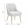 Maxine Dining Chair White & Gold- seat dimension