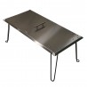 AZ Patio Heaters Heat Warden Rectangle Fire Pit Heat Deflector in Stainless Steel - Front Side Top Angle