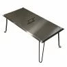 AZ Patio Heaters Heat Warden Rectangle Fire Pit Heat Deflector in Stainless Steel - Front Side Top Angle - AZ Patio Heaters Heat Warden Rectangle Fire Pit Heat Deflector in Stainless Steel - Front Side Top Angle