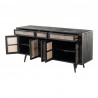 Nova Solo Nordic Mindi Rattan Buffet with 5 Doors, 3 Drawers - Front Side Opened Angle