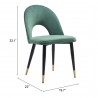Menlo Dining Chair in Green- seat dimension