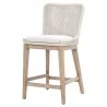 Essentials For Living Mesh Counter Stool, White Speckle Flat Rope, Performance White Speckle, Natural Gray Mahogany - Front Side Angle - Essentials For Living Mesh Counter Stool, White Speckle Flat Rope, Performance White Speckle, Natural Gray Mahogany - Front Side Angle