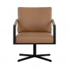 Sunpan Randy Swivel Lounge Chair Linea Wood Leather  - Front Angle