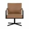 Sunpan Randy Swivel Lounge Chair Linea Wood Leather  - Front Angle - Sunpan Randy Swivel Lounge Chair Linea Wood Leather  - Front Angle