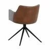 Sunpan Griffin Swivel Dining Armchair in November Grey - Bravo Cognac - Back Side Angle - Sunpan Griffin Swivel Dining Armchair in November Grey - Bravo Cognac - Back Side Angle