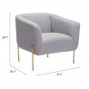 Micaela Armchair Gray - Seat Dimensions