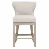 Milton Swivel Counter Stool - Bisque French Linen Natural Gray Ash - Front - Milton Swivel Counter Stool - Bisque French Linen Natural Gray Ash - Front
