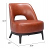 Zuo Modern Mistley Accent Chair Brown - Seat Dimensions