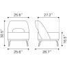 Zuo Modern Mistley Accent Chair Gray - Dimensions