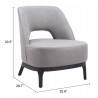Zuo Modern Mistley Accent Chair Gray - Seat Dimensions