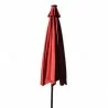 AZ Patio Heaters Solar Market Umbrella with LED Lights in Red with Base - Front Angle - AZ Patio Heaters Solar Market Umbrella with LED Lights in Red with Base - Front Angle