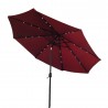 AZ Patio Heaters Solar Market Umbrella with LED Lights in Red with Base - Top Angle