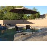 AZ Patio Heaters Solar Market Umbrella with LED Lights in Tan with Base - Lifestyle