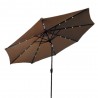 AZ Patio Heaters Solar Market Umbrella with LED Lights in Tan with Base - Top Angle