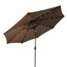 AZ Patio Heaters Solar Market Umbrella with LED Lights in Tan with Base - Top Angle - AZ Patio Heaters Solar Market Umbrella with LED Lights in Tan with Base - Top Angle