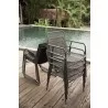 Azzurro Living Milos Stackable Dining Chair With Smoke Cushion - Stacked Lifestyle Photo - Azzurro Living Milos Stackable Dining Chair With Smoke Cushion - Stacked Lifestyle Photo