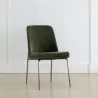 Sunpan Zeke Dining Chair Antique Brass in Bergen Olive - Front Side View - Sunpan Zeke Dining Chair Antique Brass in Bergen Olive - Front Side View