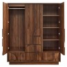 Modway Bulwark 3-Door Wardrobe Closet Open