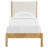 Modway Olea Channel Tufted Boucle Solid Wood Twin Platform Bed Oak Front