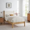 Modway Olea Channel Tufted Boucle Solid Wood Twin Platform Bed Oak