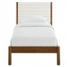 Modway Olea Channel Tufted Boucle Solid Wood Twin Platform Bed Walnut Front