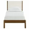 Modway Olea Channel Tufted Boucle Solid Wood Twin Platform Bed Walnut Front - Modway Olea Channel Tufted Boucle Solid Wood Twin Platform Bed Walnut Front