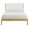 Modway Olea Channel Tufted Boucle Solid Wood Queen Platform Bed Oak Front