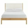Modway Olea Channel Tufted Boucle Solid Wood Queen Platform Bed Oak Front - Modway Olea Channel Tufted Boucle Solid Wood Queen Platform Bed Oak Front