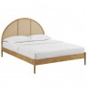 Modway Odette Queen Arched Rattan Cane Platform Bed Oak