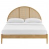 Modway Odette Queen Arched Rattan Cane Platform Bed Oak Front