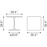 Zuo Modern Molly Dining Table in White - Seat Dimension