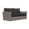 Azzurro Monaco 2 Seat Sofa With Matte Charcoal Aluminum Frame And Stone Gray All-Weather Wicker - Angled