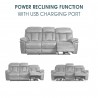 Armen Living Montague Dual Power Headrest and Lumbar Support Reclining Sofa in Genuine Brown Leather Side Open