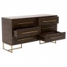 Mosaic Double Dresser - Rustic Java - Angled with Drawer Opened