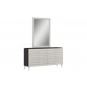 Whiteline Modern Living Pino Rectangular Mirror in High Gloss Light Grey - With Table