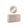 Whiteline Modern Living Waves Round Mirror High Gloss Beige Angley - Angled with Dresser