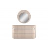 Whiteline Modern Living Waves Round Mirror High Gloss Beige Angley - Front with Dresser