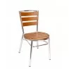 Norden Stacking Side Chair - Synthetic Teak Slats - Silver Powder Coat Aluminum Frame - Norden Stacking Side Chair - Synthetic Teak Slats - Silver Powder Coat Aluminum Frame
