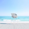Azzurro Montauk Bar Stool With Matte White Aluminum Frame and Pearl Gray All-Weather Rope - Lifestyle