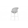 Azzurro Montauk Bar Stool With Matte White Aluminum Frame and Pearl Gray All-Weather Rope - Back Angle
