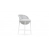 Azzurro Montauk Counter Stool With Matte White Aluminum Frame and Pearl Gray All-Weather Rope - Angled
