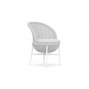 Azzurro Montauk Dining Chair With Matte White Aluminum Frame and Pearl Gray All-Weather Rope - Angled