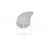 Azzurro Montauk Dining Chair With Matte White Aluminum Frame and Pearl Gray All-Weather Rope - Back Angled