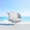 Azzurro Montauk Club Chair In Matte White Aluminum With Pearl Gray All-Weather Rope - Lifestyle