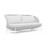 Azzurro Living Montauk 3 Seat Sofa With Matte White Aluminum Frame And Pearl Gray All-Weather Rope - Angled